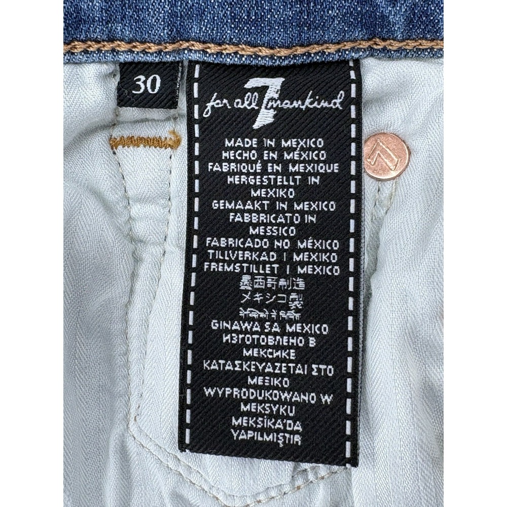 7 For All Mankind Luxe Vintage High Waist Ankle Skinny Womens 30 Blue Distressed - Picture 6 of 12